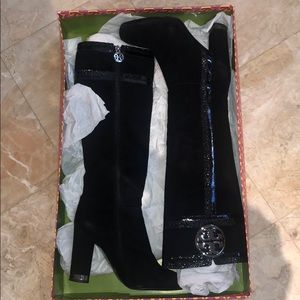 Tory Burch Knee High Suede Heel Boots